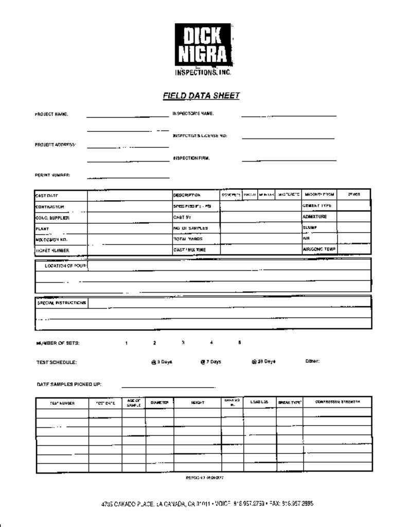 thumbnail of DNI Specimen Data Sheet